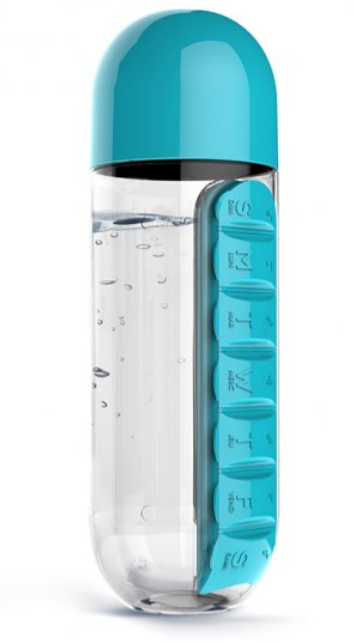 Botella organizador de pastillas 2 en 1