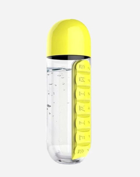 Botella organizador de pastillas 2 en 1
