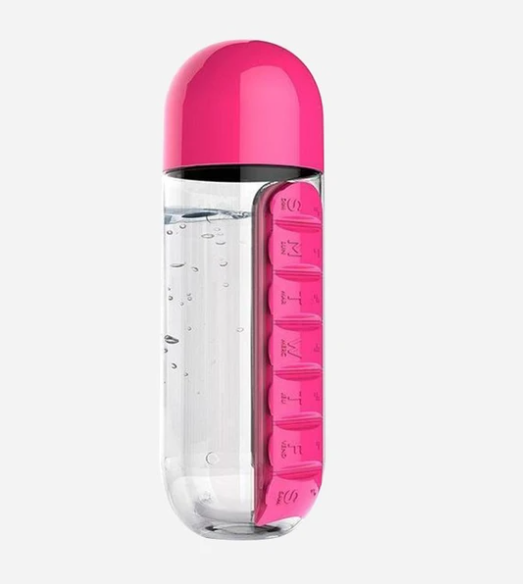 Botella organizador de pastillas 2 en 1